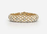 A David Webb 18K Yellow Gold, Platinum, Diamond, and Enamel Bracelet