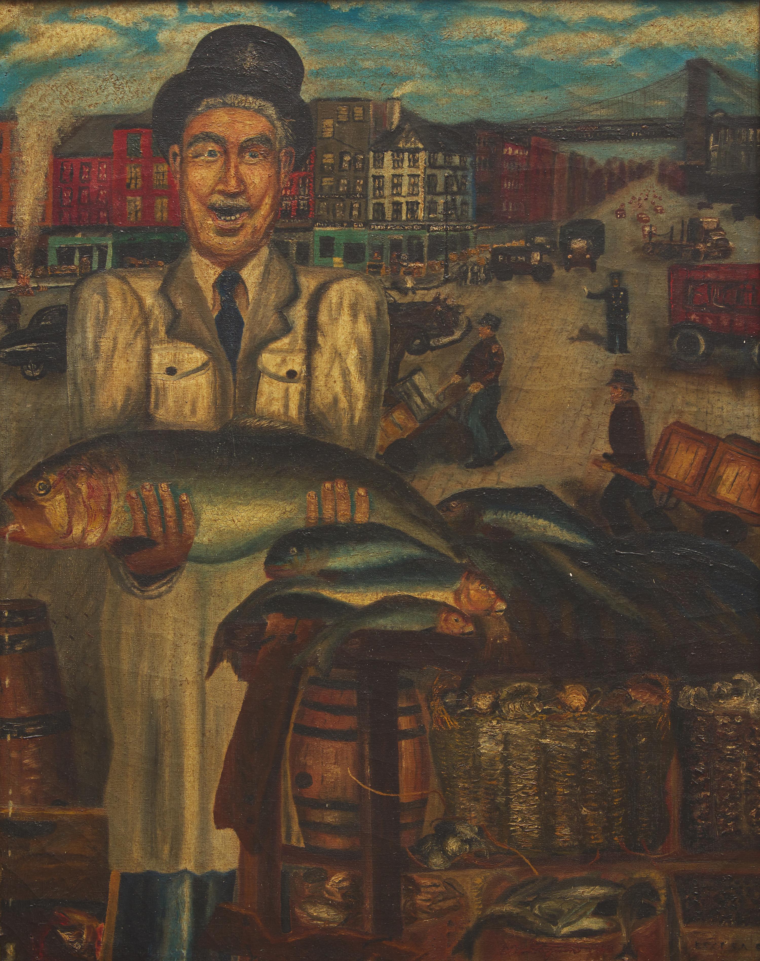 E.H. Gagnon (20th Century), Posing with His Large Fish: A Portrait of a Fish Seller, Fulton Fish Market, Bronx, New York