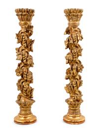 A Pair of Italian Giltwood Columns