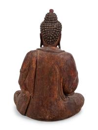 A Chinese Carved Wood Seated Buddha