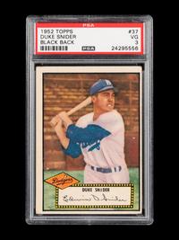A 1952 Topps Duke Snider Black Back Baseball Card No. 37 (PSA 3 VG)