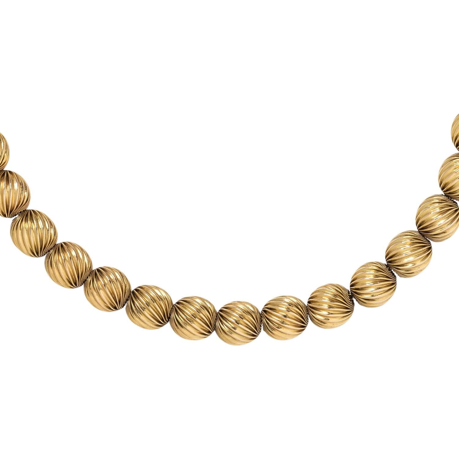 YELLOW GOLD BEAD NECKLACE