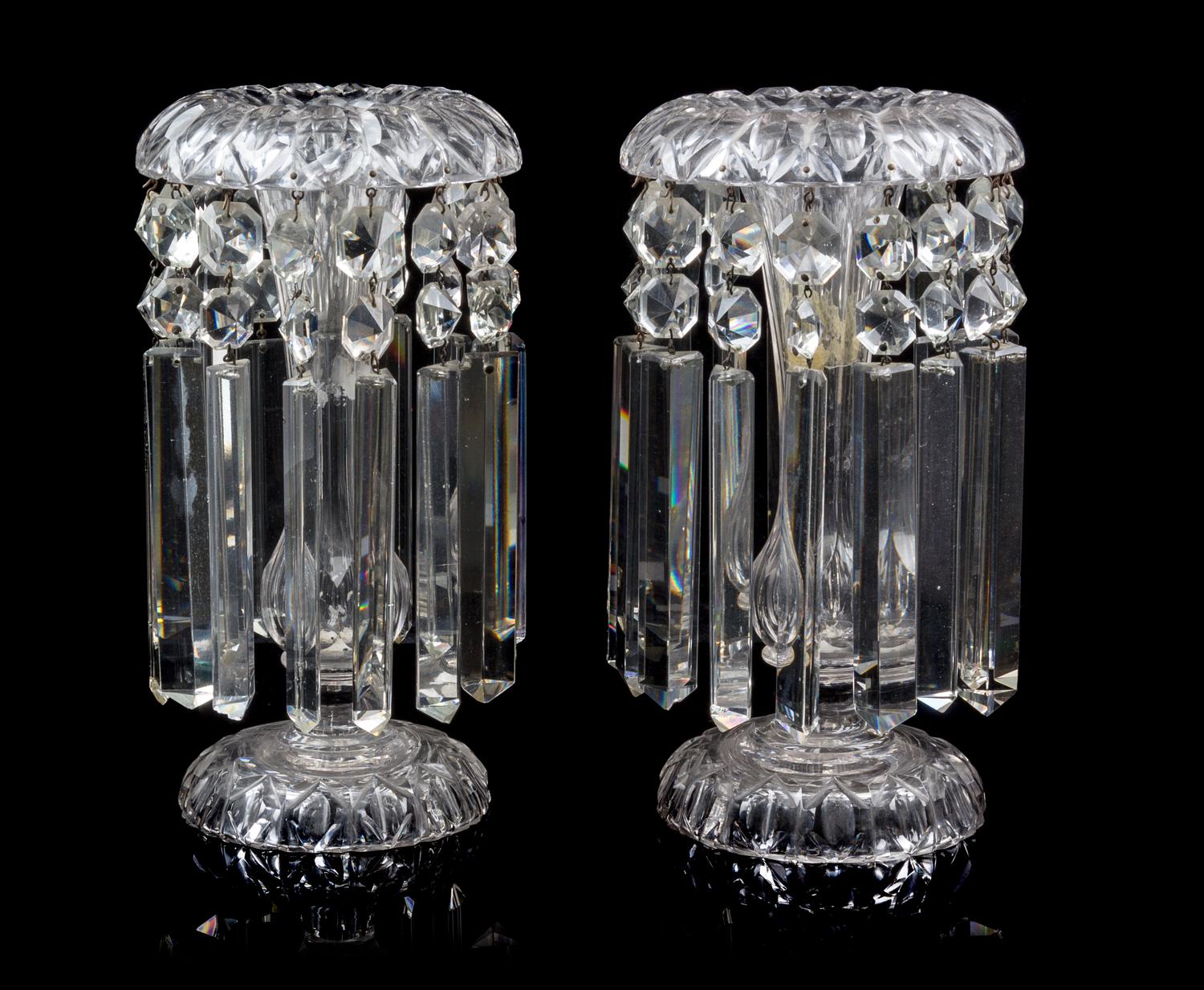 A Pair of Edwardian Cut Glass Candlesticks Height 11 1/4 inches. — CIRCA 1900