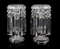 A Pair of Edwardian Cut Glass Candlesticks Height 11 1/4 inches. — CIRCA 1900