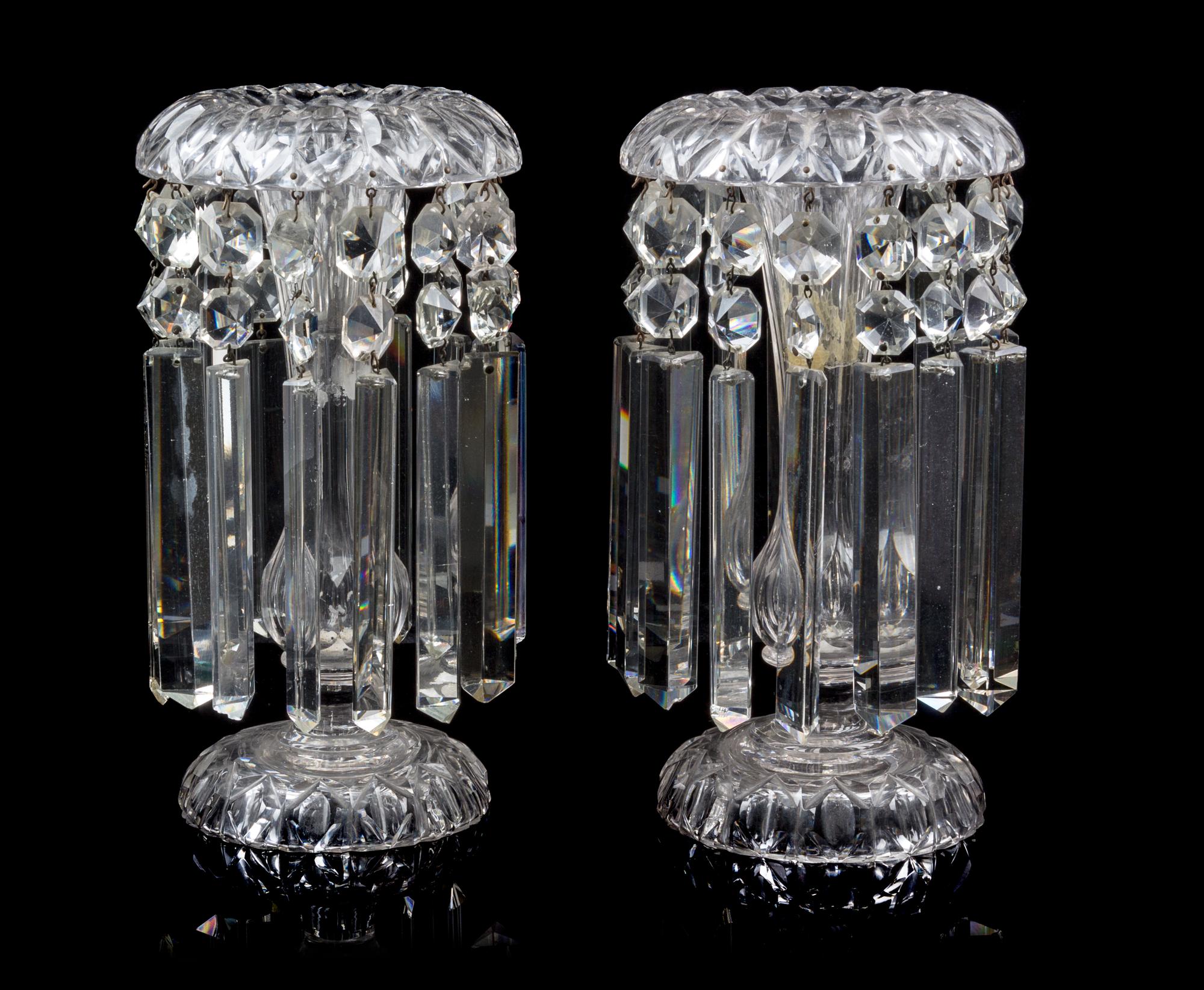 A Pair of Edwardian Cut Glass Candlesticks Height 11 1/4 inches. — CIRCA 1900