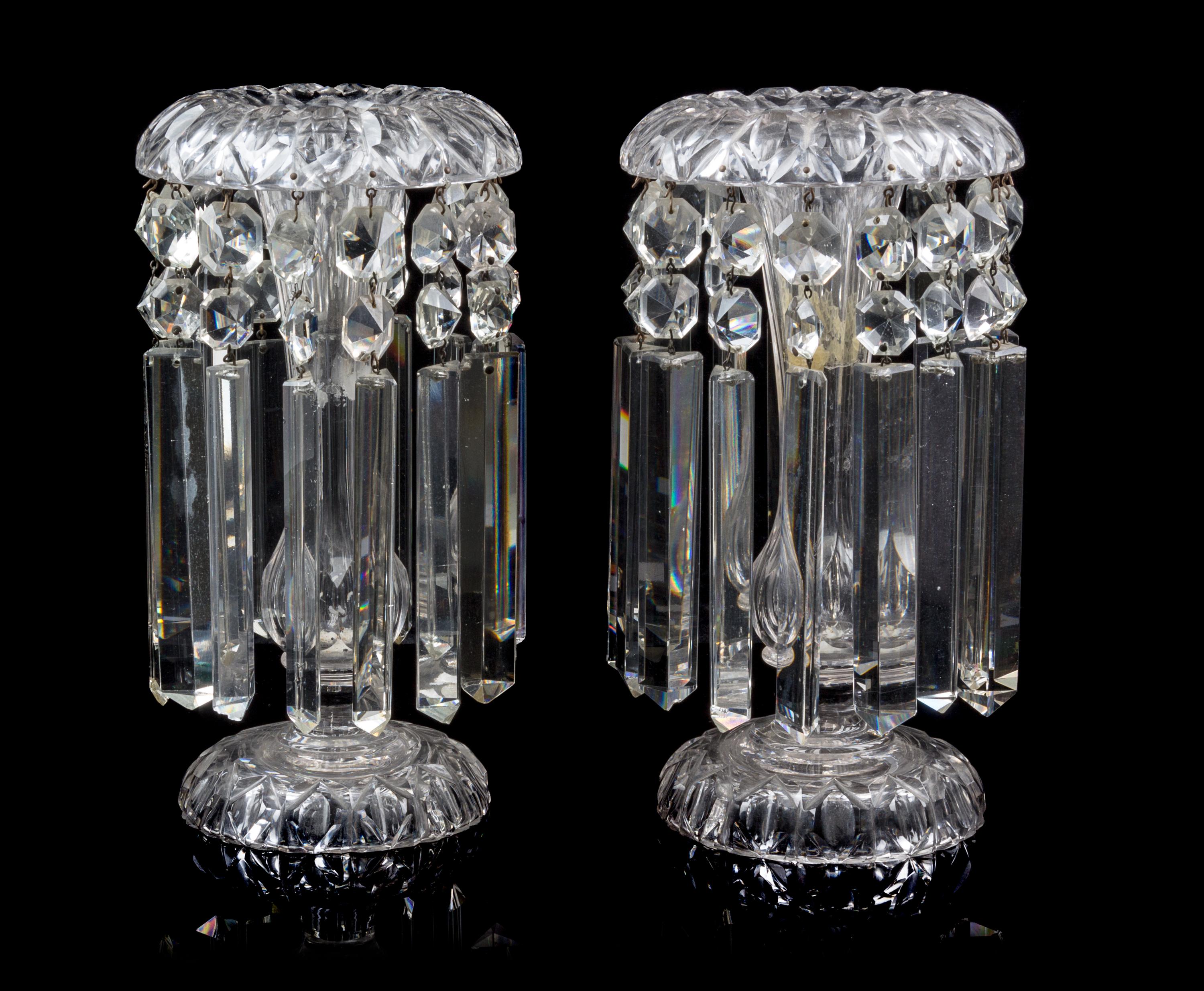 A Pair of Edwardian Cut Glass Candlesticks Height 11 1/4 inches. — CIRCA 1900