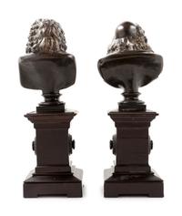 A Pair of French Bronze Busts of Racine and Molière