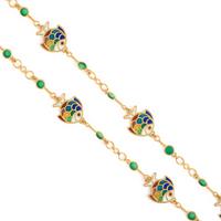 Plique-à-Jour Enamel and Yellow Gold Fish Motif Necklace