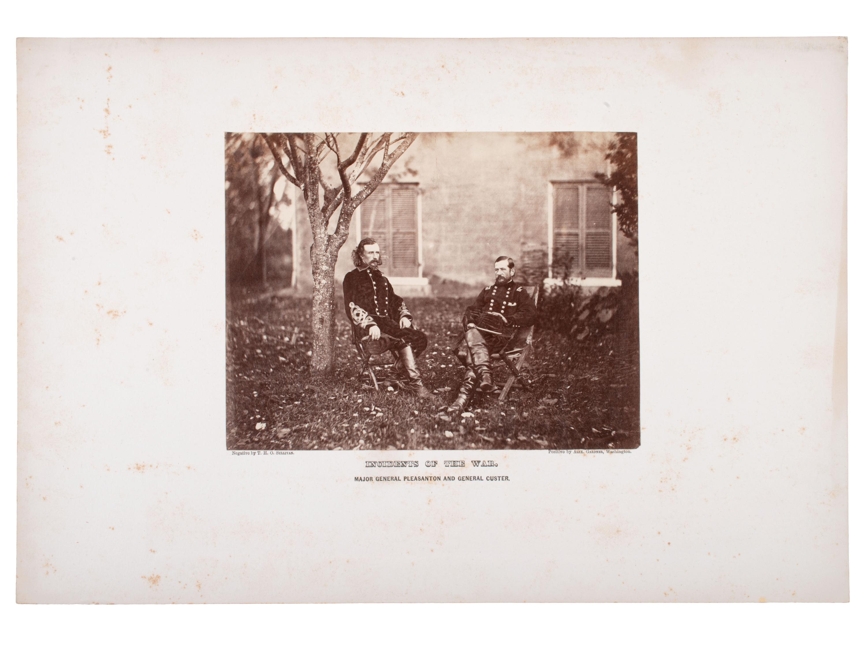 [CUSTER, George Armstrong (1839-1876)]. O'SULLIVAN, Timothy (1840-1882), photographer. Large format photograph of Generals George A. Custer and Alfred Pleasanton, Warrenton, VA, 9 October 1863.