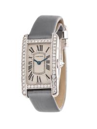 CARTIER, 18K WHITE GOLD AND DIAMOND REF. 2489 'TANK AMERICAINE' WRISTWACH