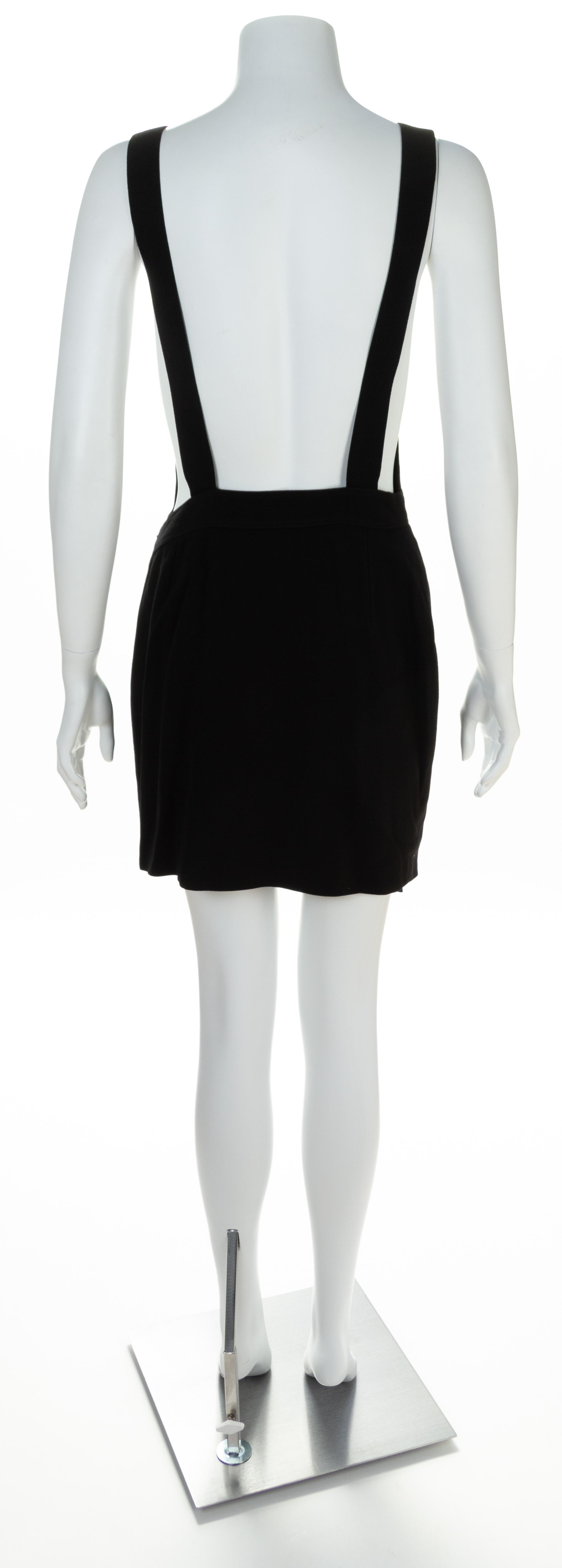 A Gianni Versace Black Wool Suspender Mini Dress, No size.