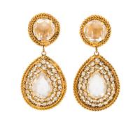 A Pair of Kenneth Jay Lane Drop Earclips, 2.75" x 1.5".