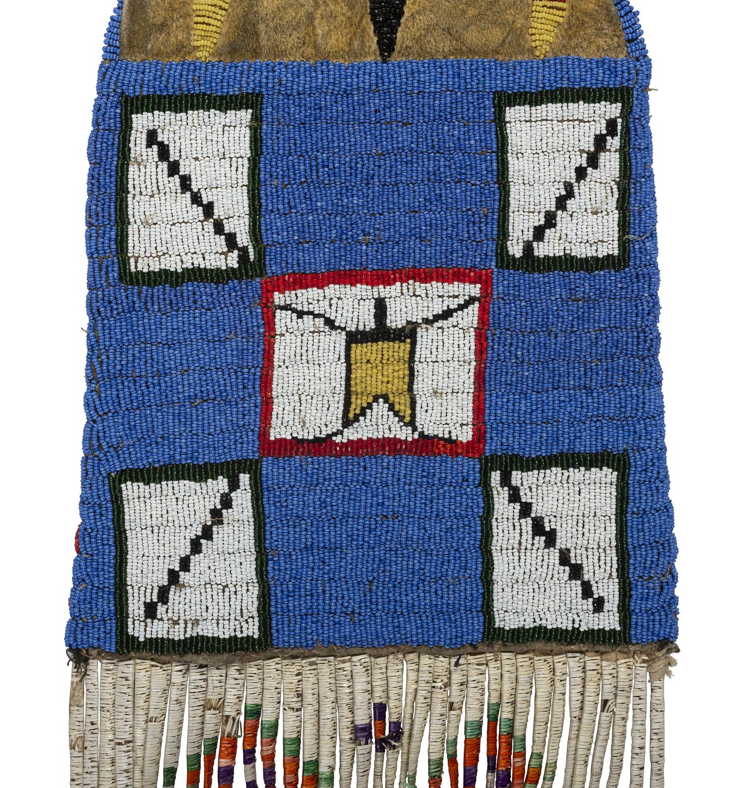 Sioux Figural Beaded Hide Tobacco Bag