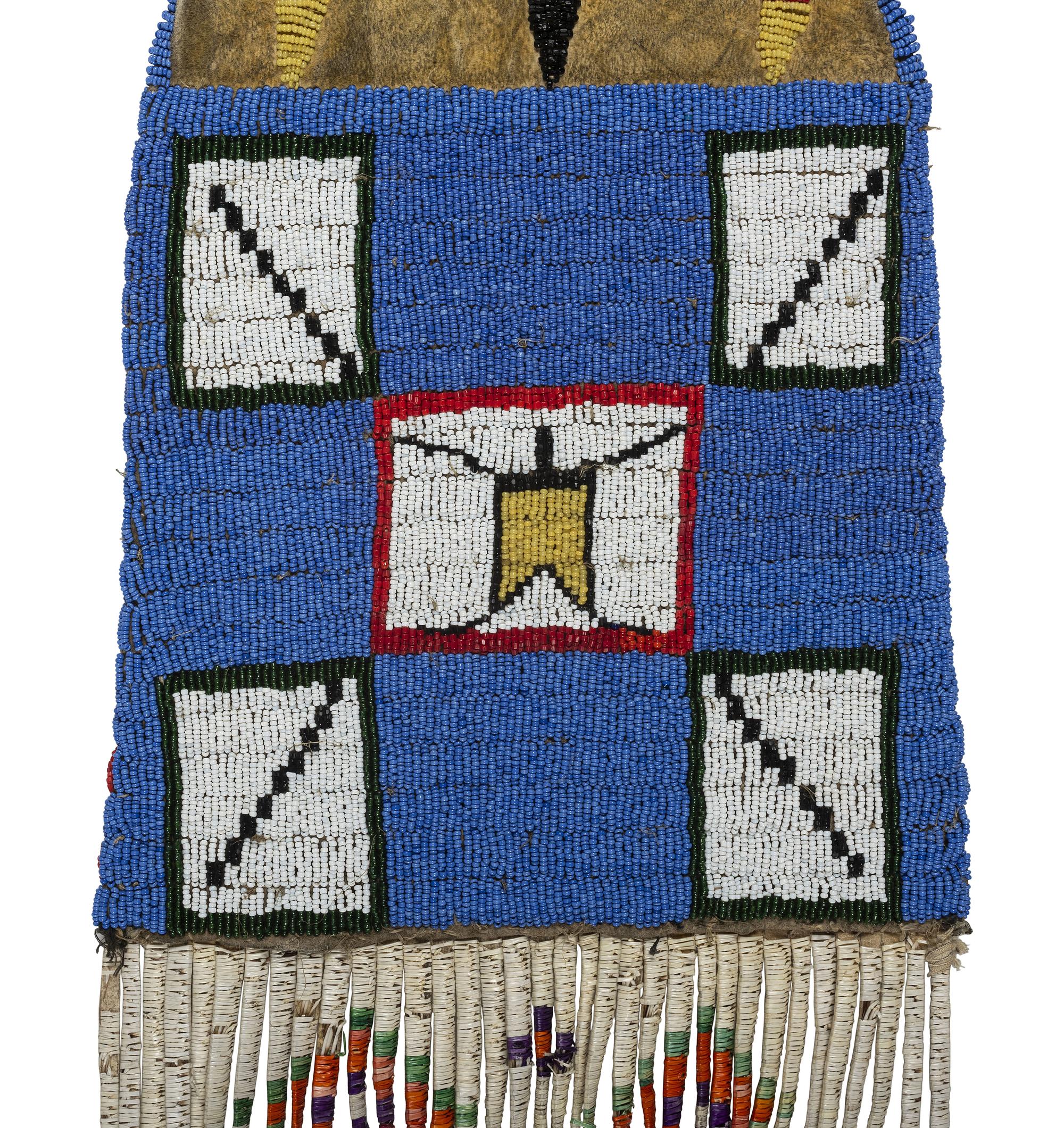 Sioux Figural Beaded Hide Tobacco Bag