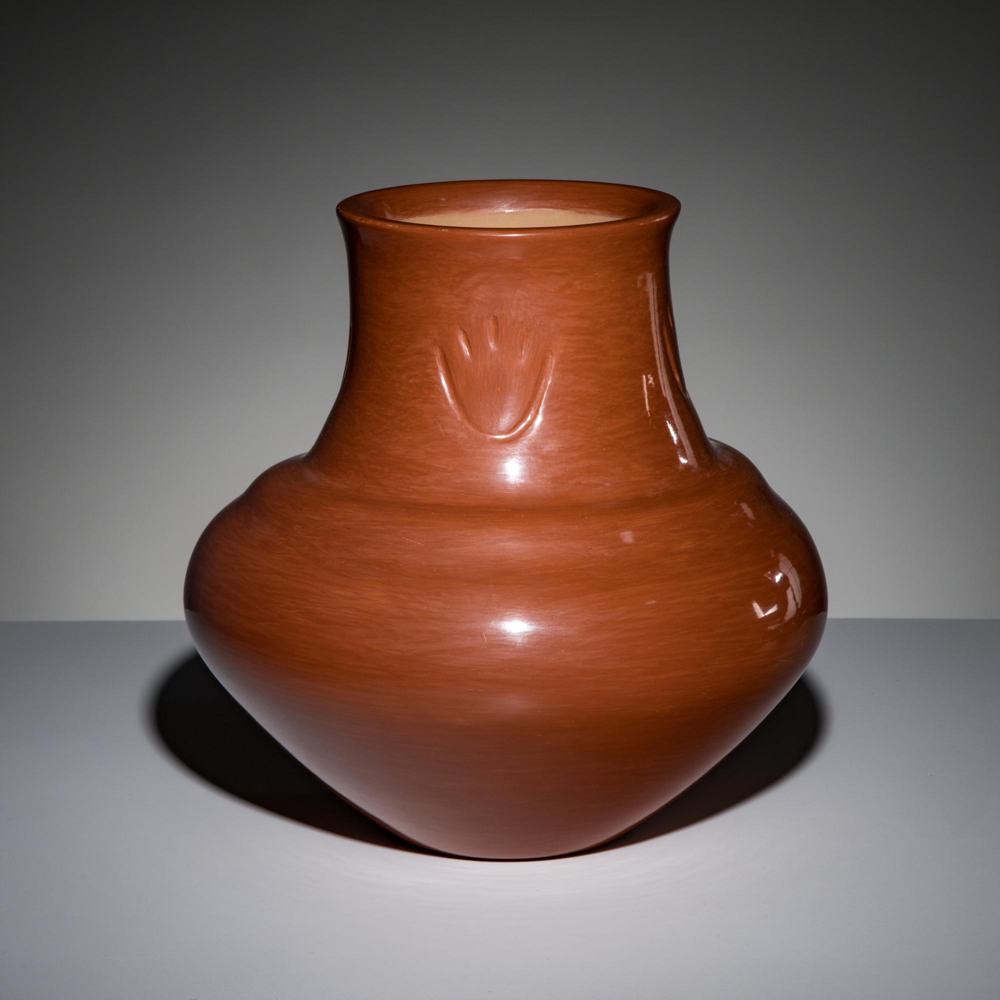 Richard Ebelacker (Santa Clara, 1946-2010) — Redware Pottery Jar, with Bear Paws