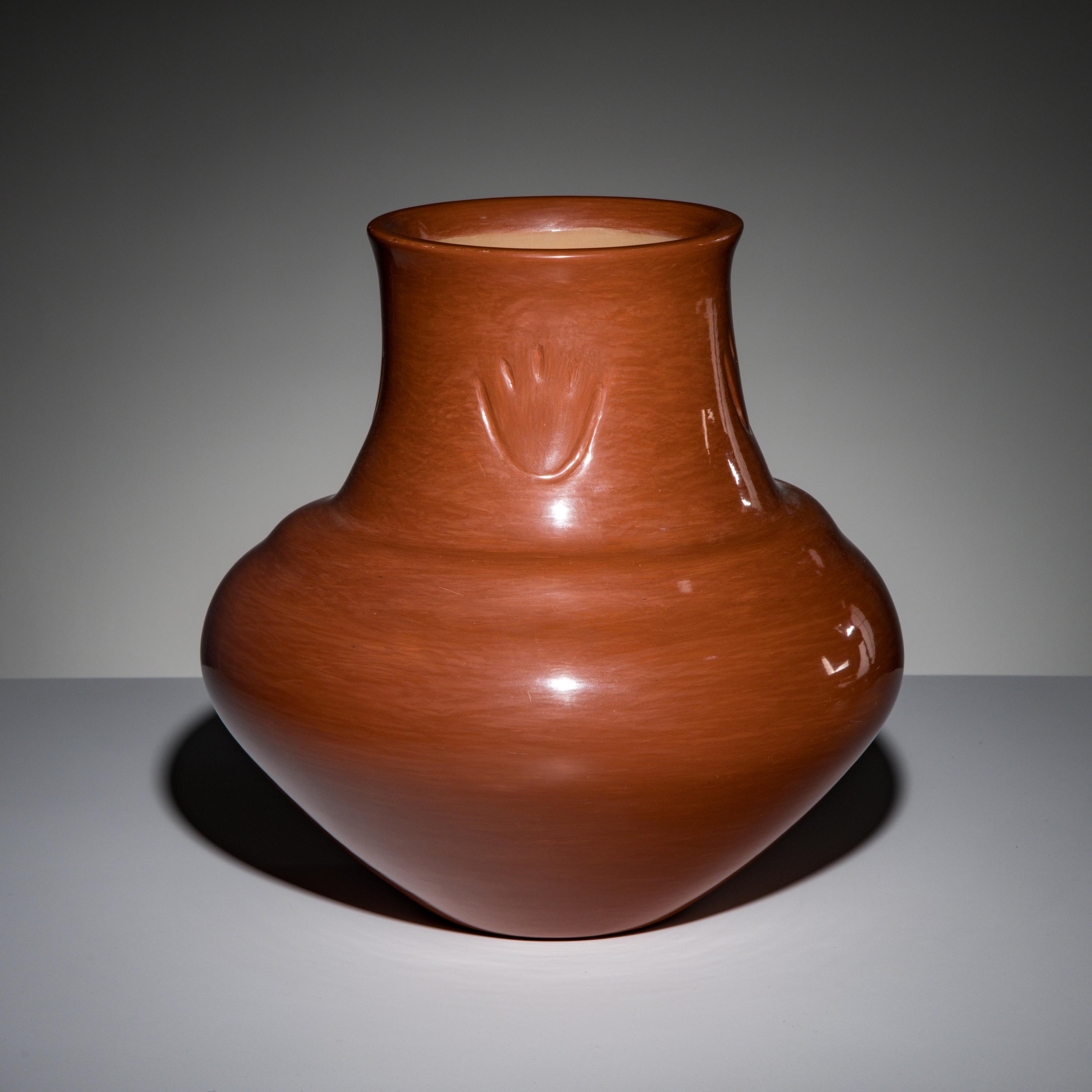 Richard Ebelacker (Santa Clara, 1946-2010) — Redware Pottery Jar, with Bear Paws