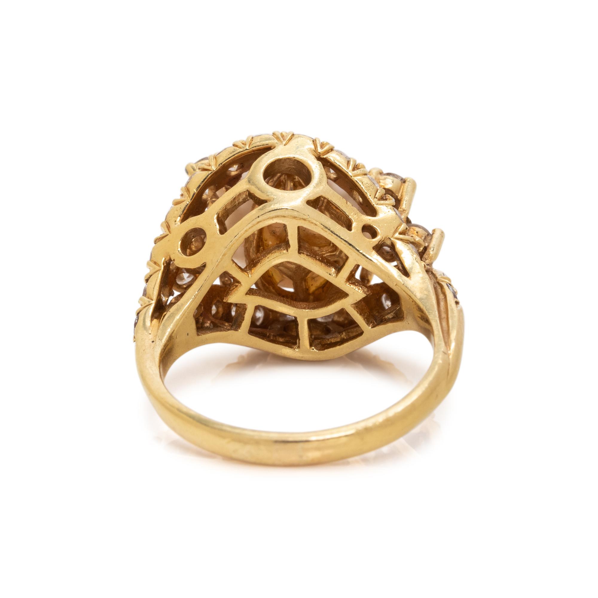 HENRY DUNAY, CULTURED SOUTH SEA PEARL AND DIAMOND RING