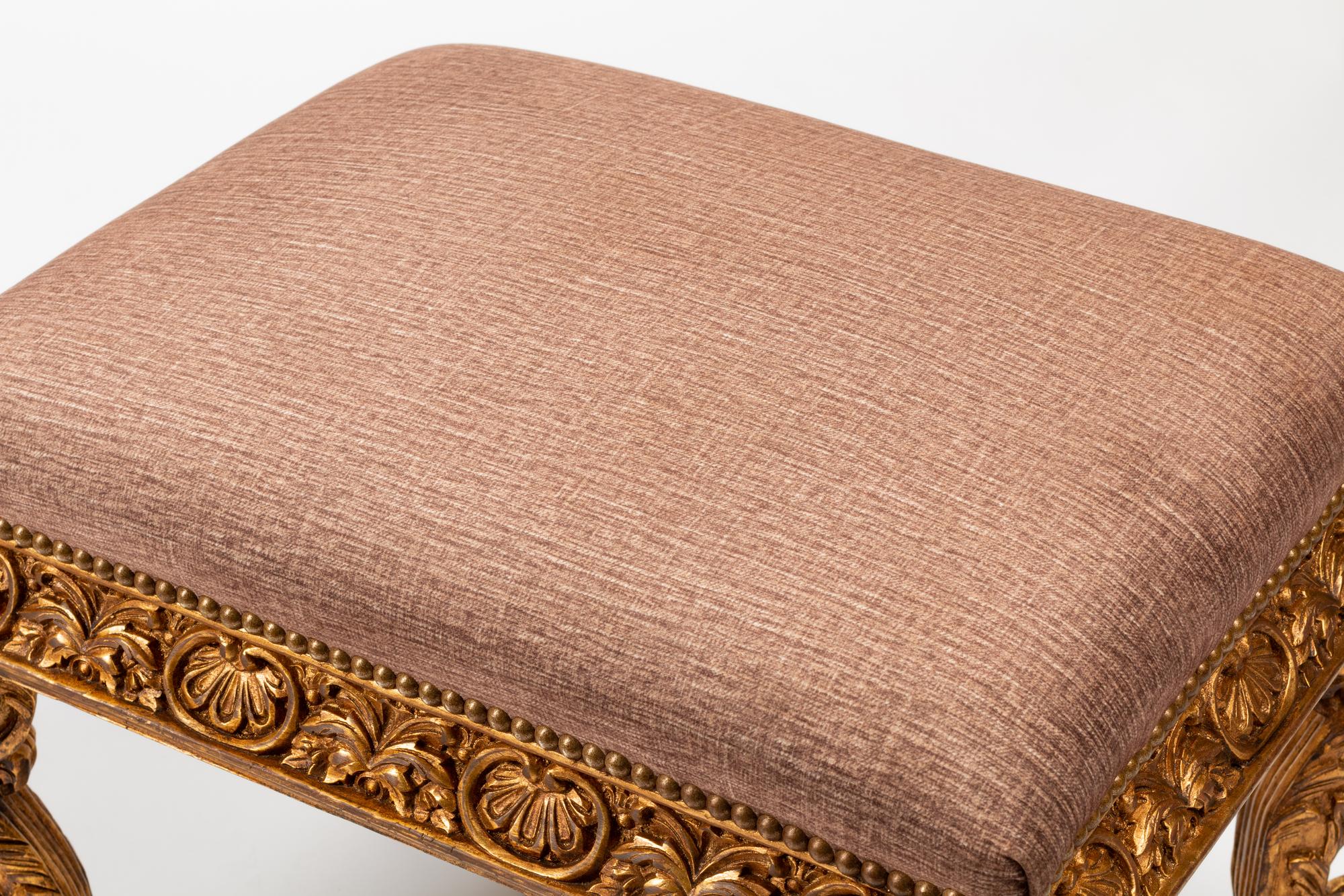 A Pair of Italian Baroque Style Giltwood Stools