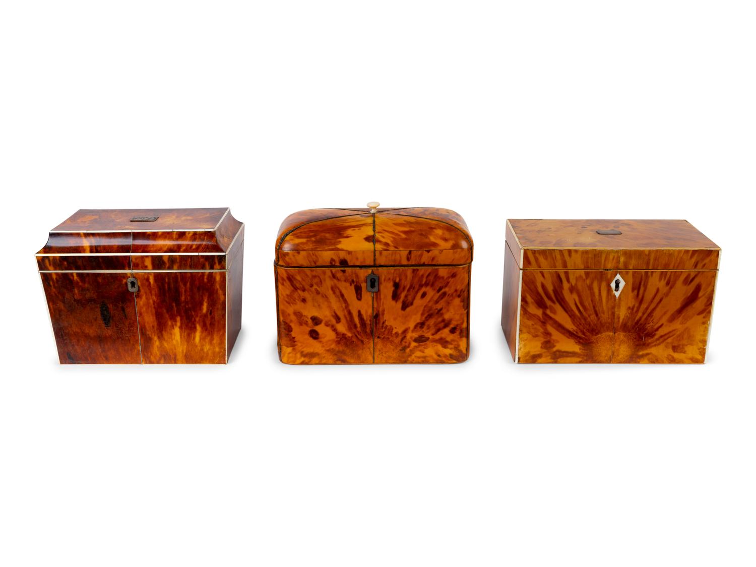 A Group of Three Tortoiseshell Tea Caddies — LATE 18TH/ EARLY19TH CENTURY