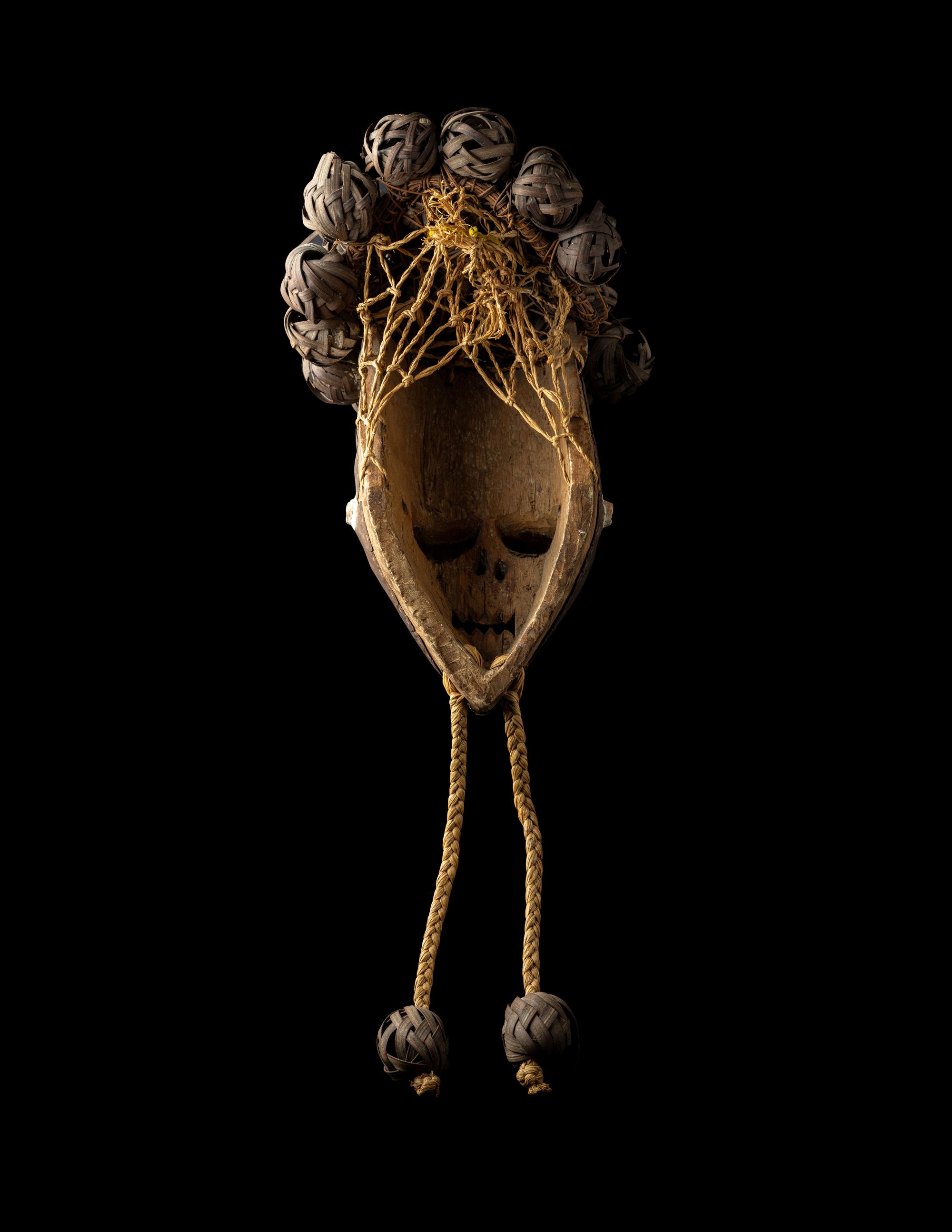 A Salampasu Wood and Copper Headhunter Mask