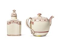 A Wedgwood Creamware Teapot and Teacaddy