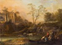 Johann (Jan) Christian Vollerdt, (German, 1708–1769), Figures and Animals Before Ruins (a pair of works)