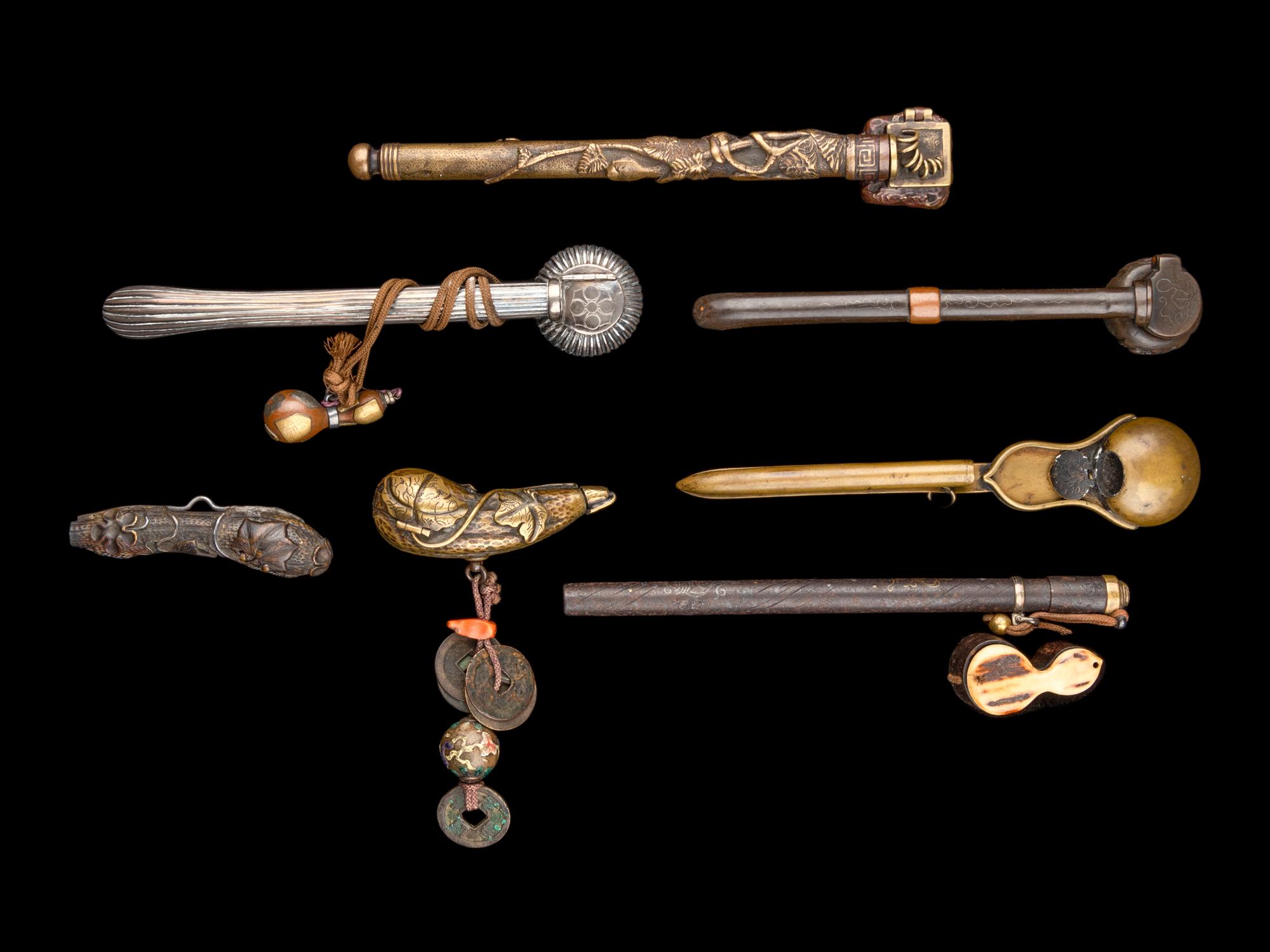 Eight Japanese 'Gourd' Portable Writing Sets, Yatate