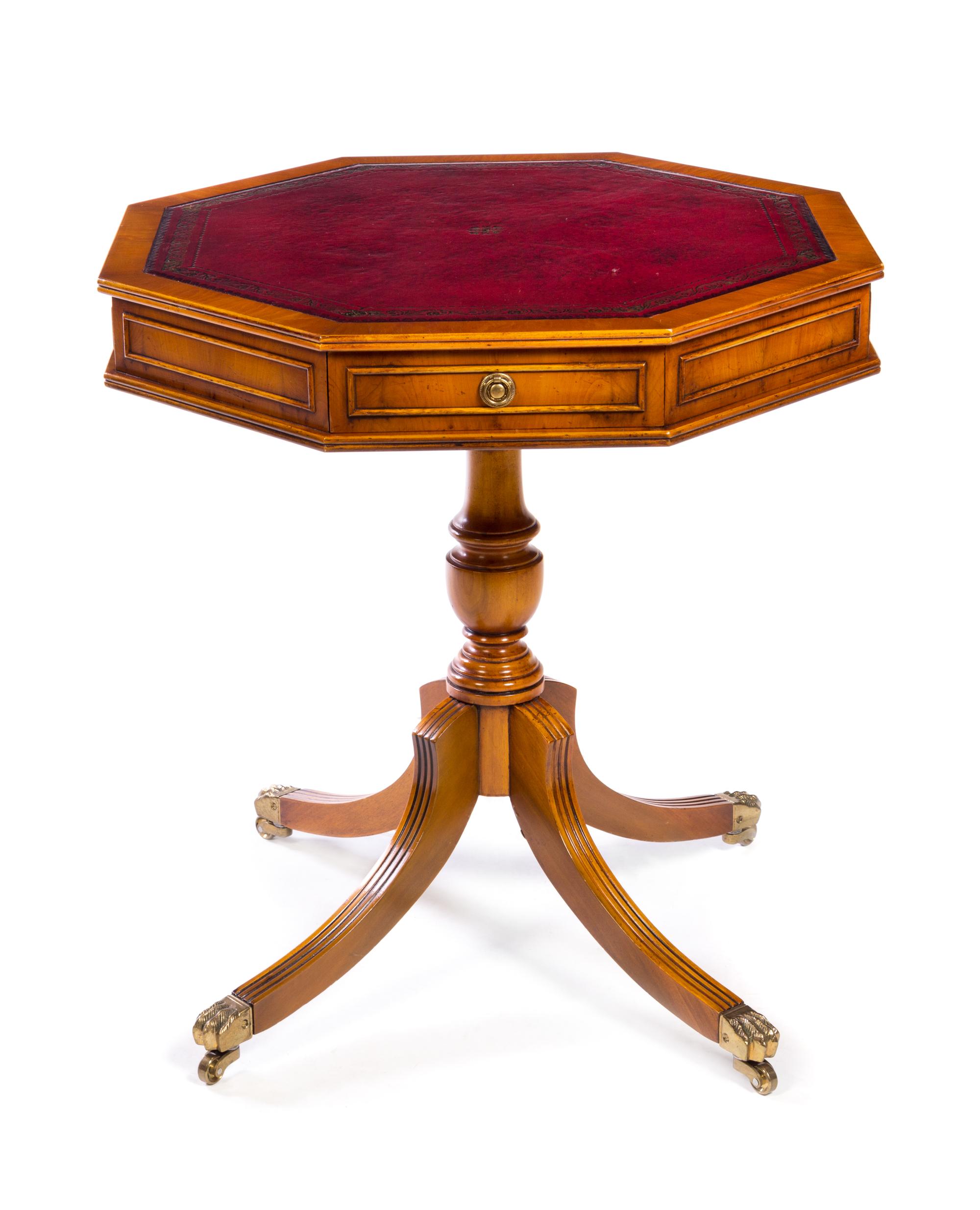 A Regency Style Yew Wood Center Table Height 27 x width of top 24 inches. — BEVAN-FUNNELL, 20TH CENTURY