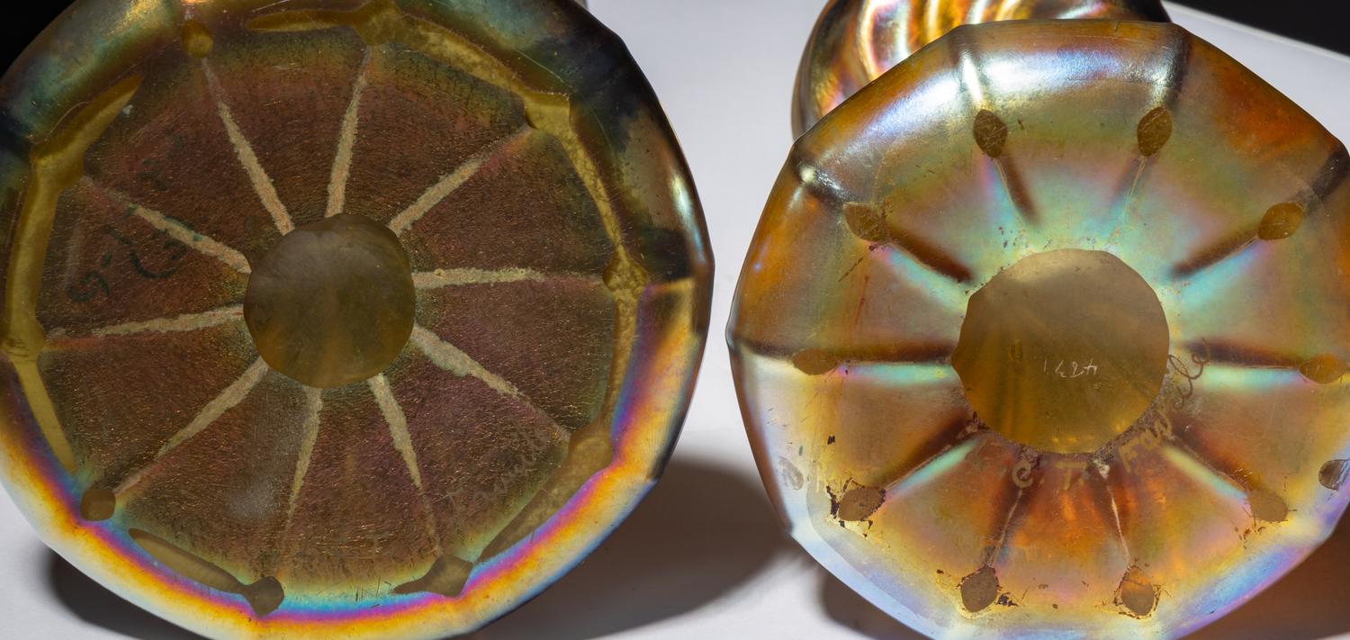 Candlestick lamps, two Tiffany Studios, USA