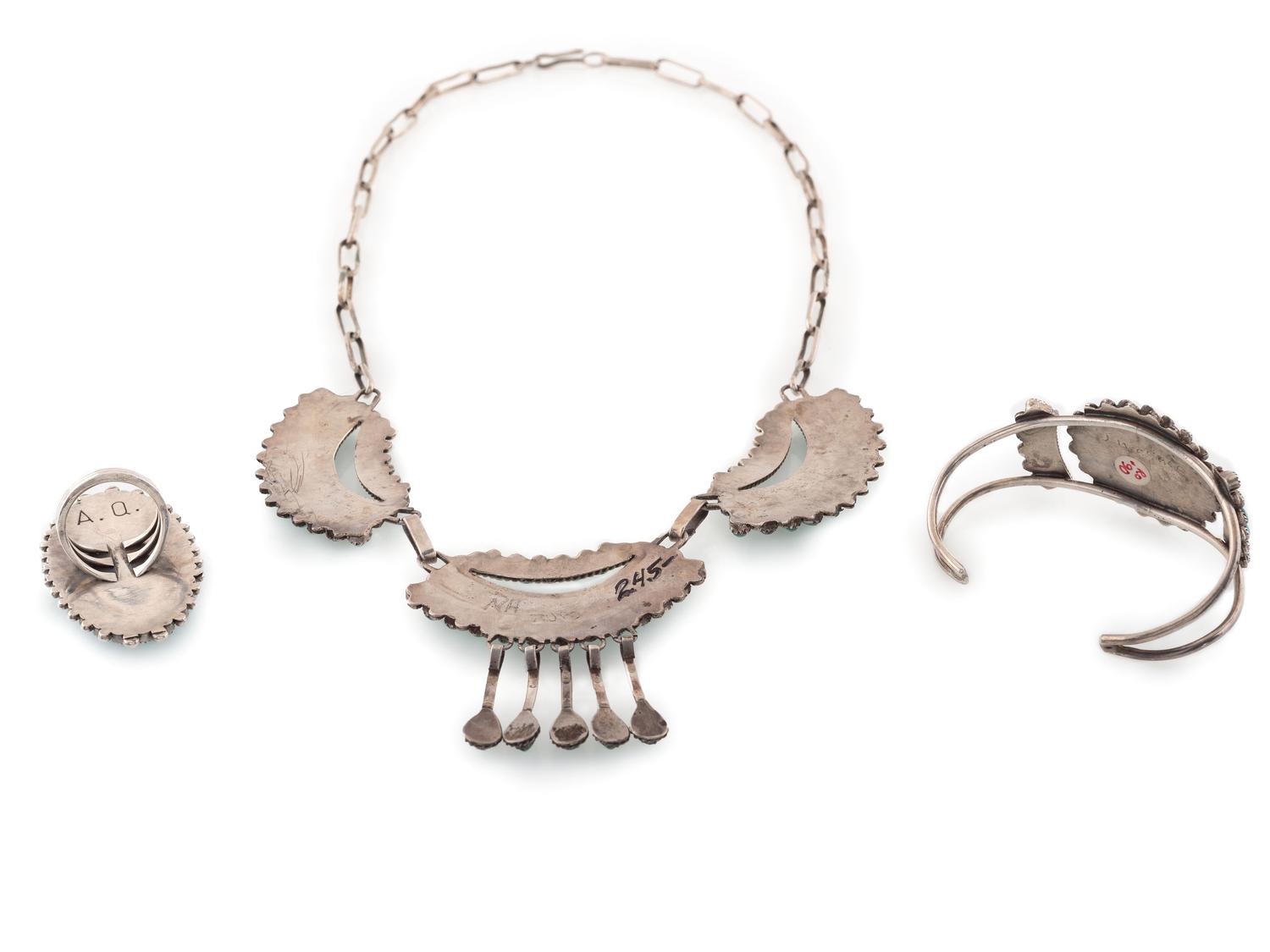 Zuni Silver and Petit Point Turquoise Jewelry