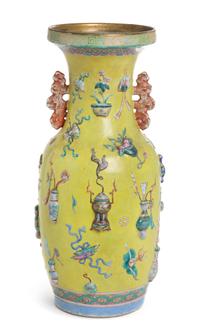 A Famille Rose Porcelain Vase Height 18 inches. — 19TH CENTURY