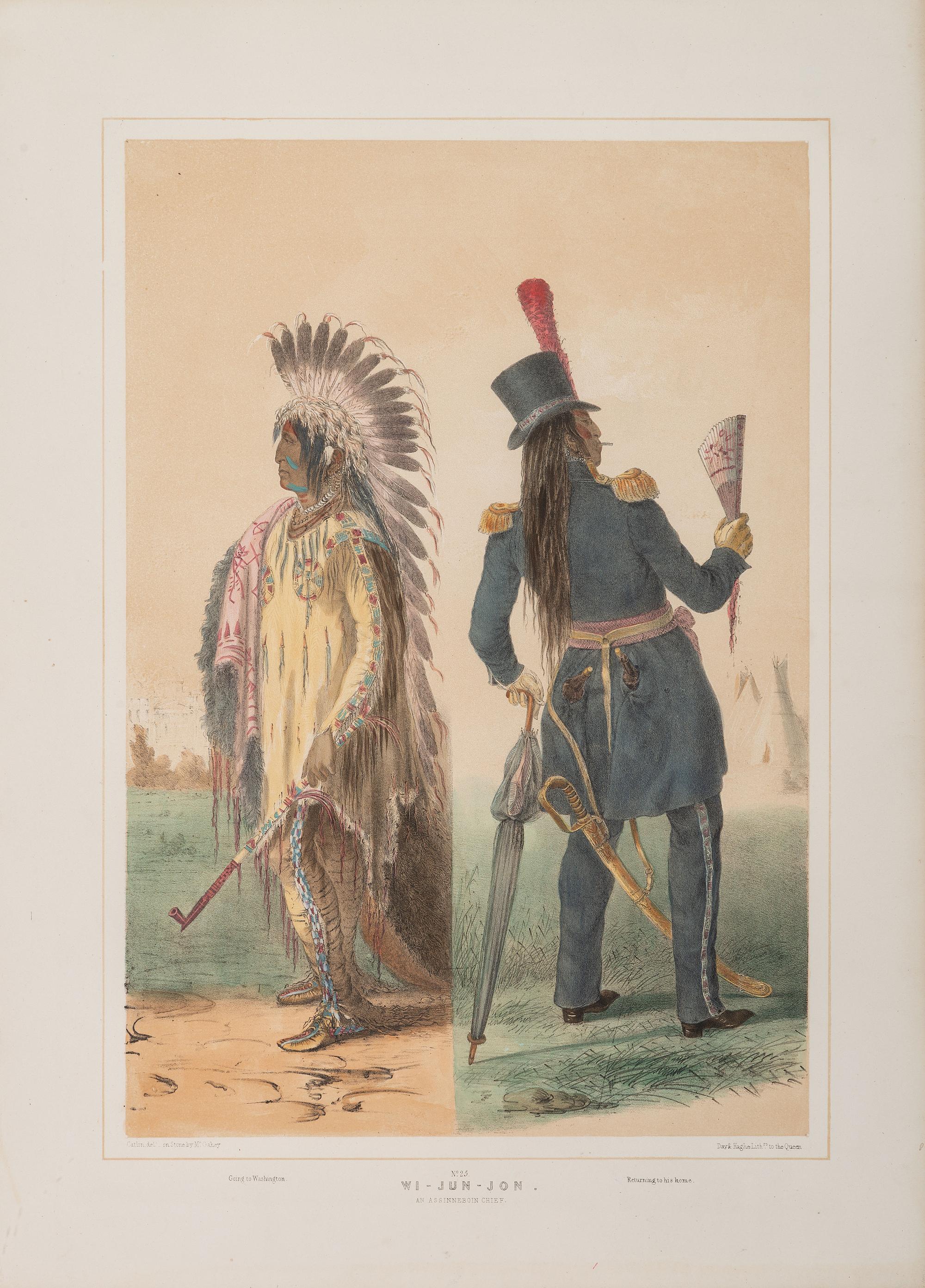 Wi-Jun-Jon. An Assineboin Chief . [London]: Day & Haghe, ca 1840s.