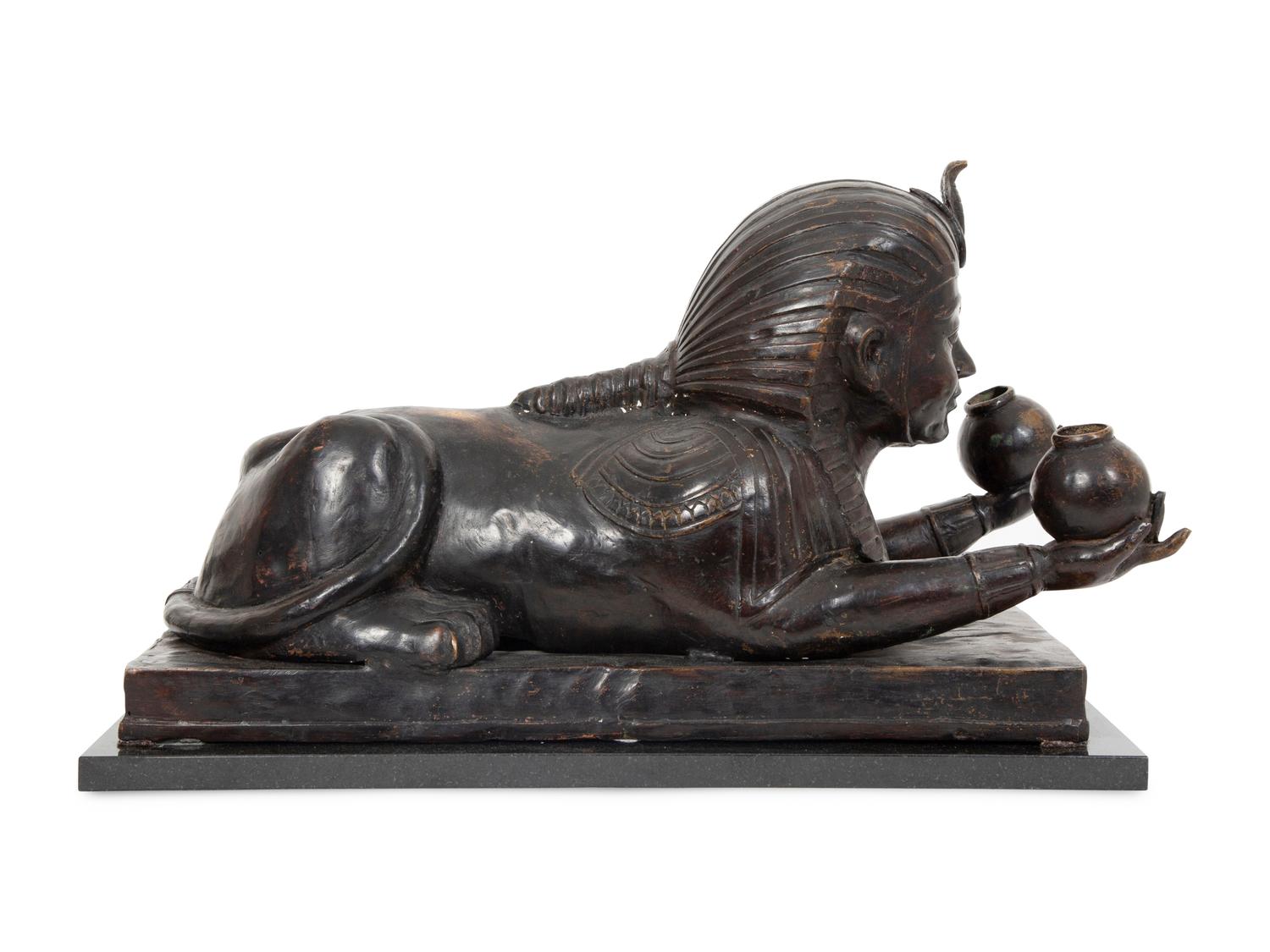 A Continental Bronze Sphinx