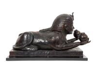 A Continental Bronze Sphinx