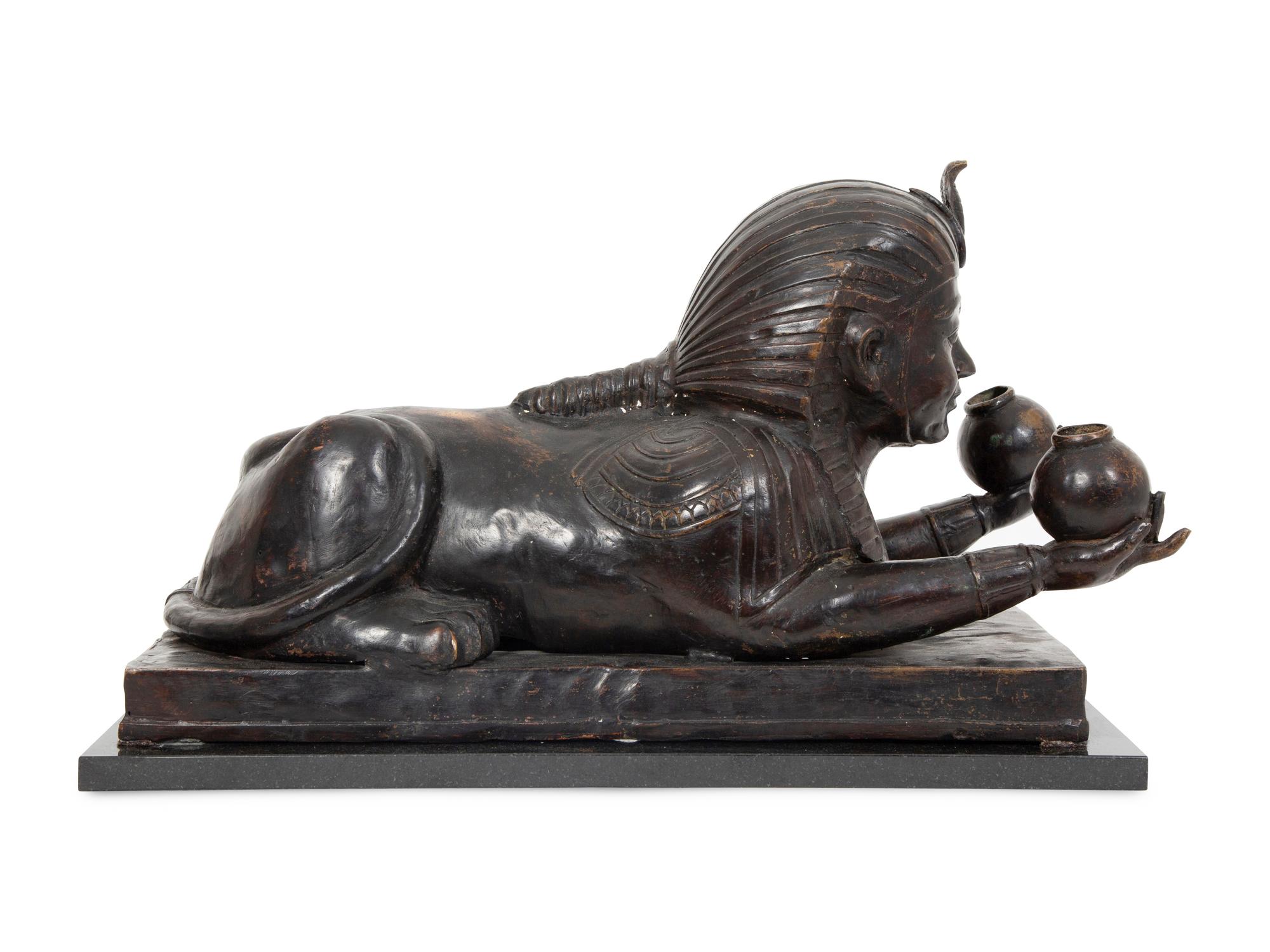 A Continental Bronze Sphinx