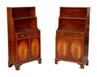 A Pair of George III Style Inlaid Mahogany Waterfall Bookcases — 19th/20th Century