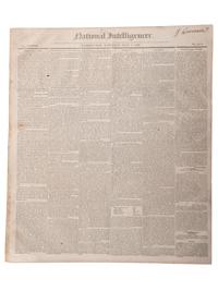 [SLAVERY & ABOLITION]. Advertisements for the return of freedom seekers published in 8 issues of The National Intelligencer . Washington, DC: May-August 1837.