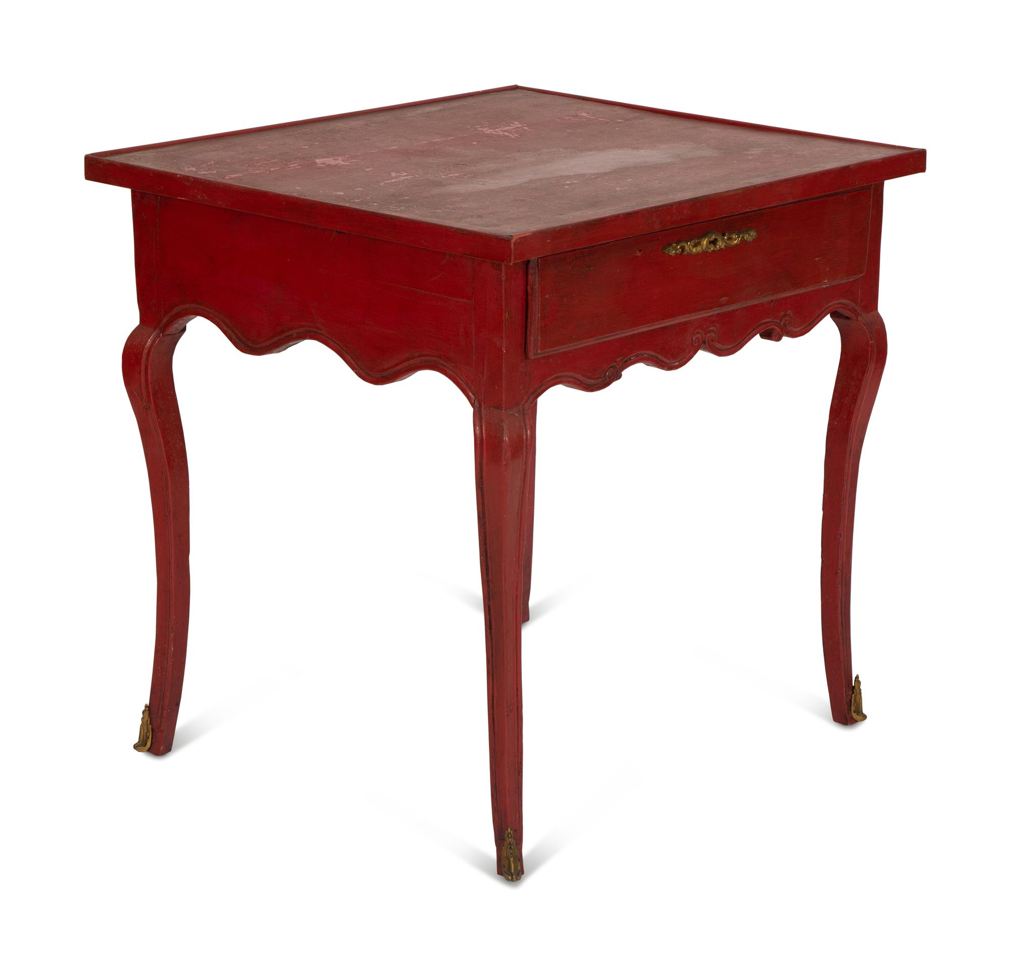 A Louis XV Provincial Style Red Painted Side Table