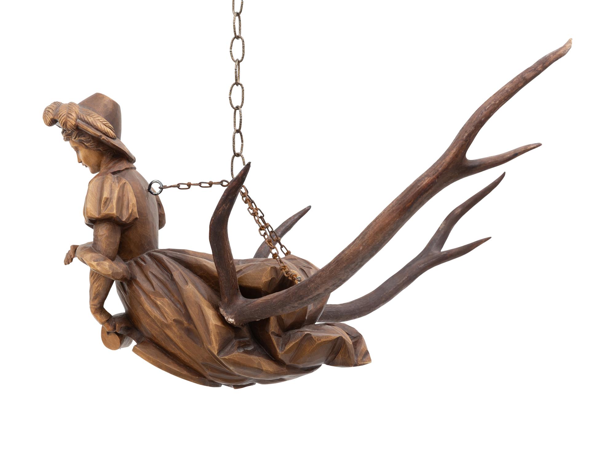 A Swiss Black Forest Antler Mounted Lusterweibchen of a Maiden