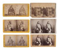 MORROW, Stanley J. (1843-1921), photographer. 10 stereoviews of Mandan, Arikara, Sans Arc, and Brulé Sioux subjects.