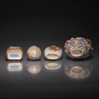 Four Chinese Porcelain Snuff Bottles, Qing Dynasty to Republic Period — 清-民國 粉彩、礬紅彩鼻烟壺四支