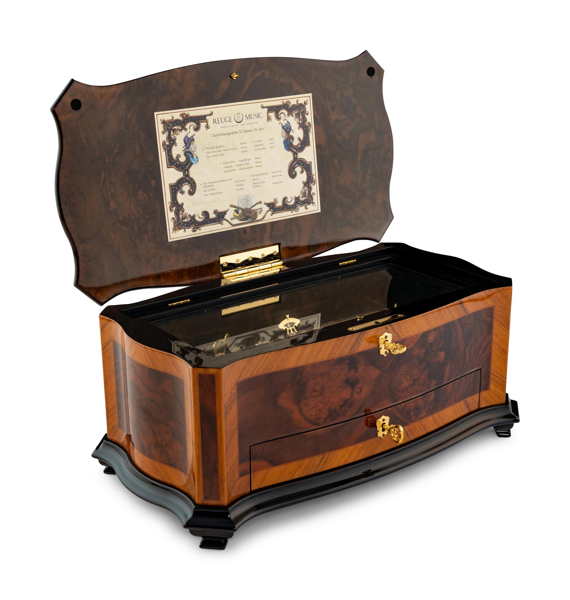 A Swiss Marquetry Cylinder Music Box