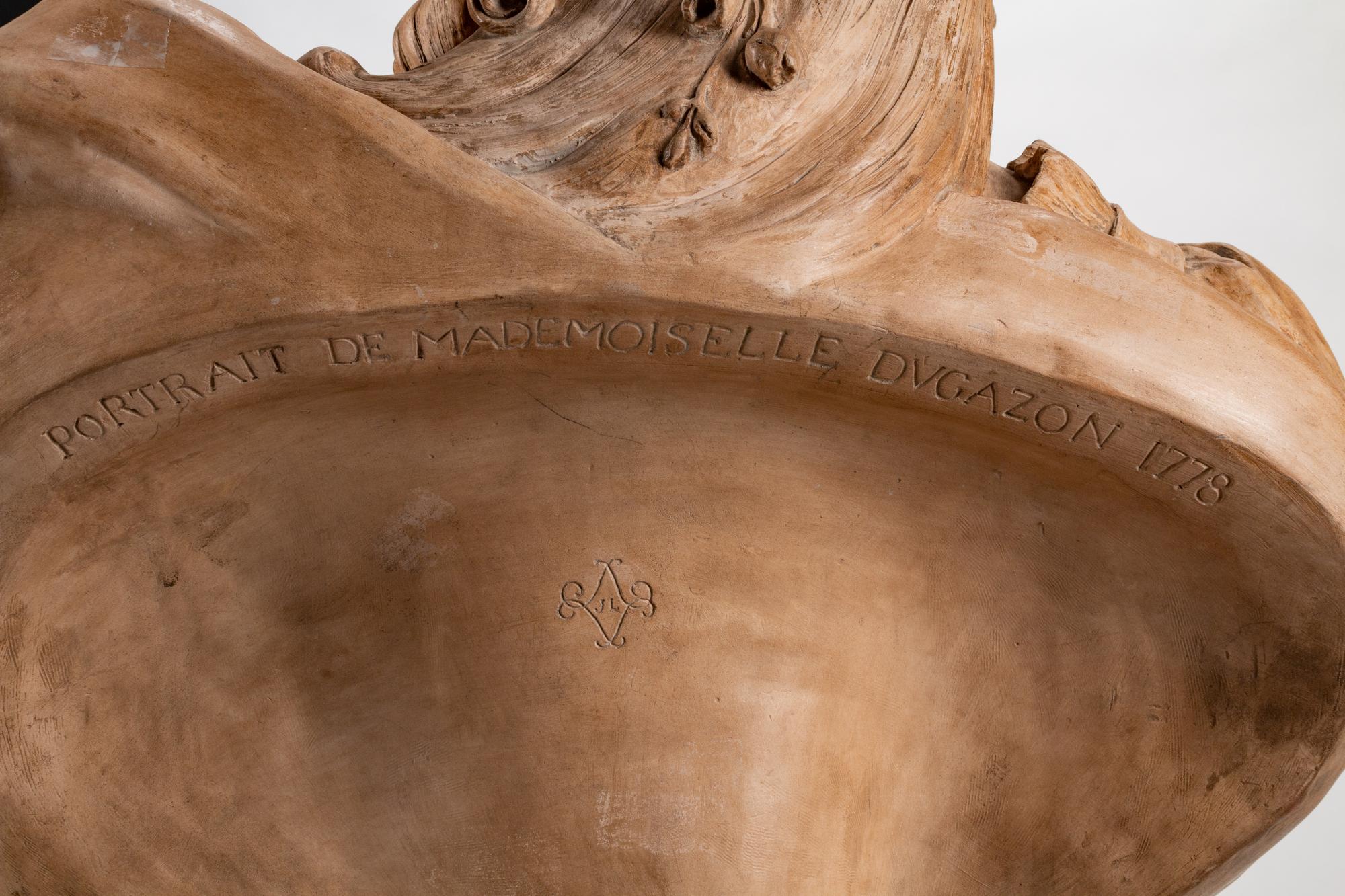 A French Terracotta Bust of Mademoiselle Dugazon