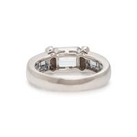 Two White Gold, Diamond, Garnet, and Aquamarine Stacking Rings