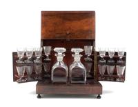 A Continental Rosewood Cave a Liqueur, Width of case 11 3/4 inches.