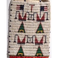 Sioux Beaded Hide Tobacco Bag, with American Flags