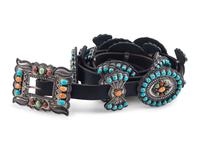 Sterling Silver Colorful Cluster Concha Belt