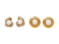 Two Pairs of Faux Pearl Earclips, 1980-90s