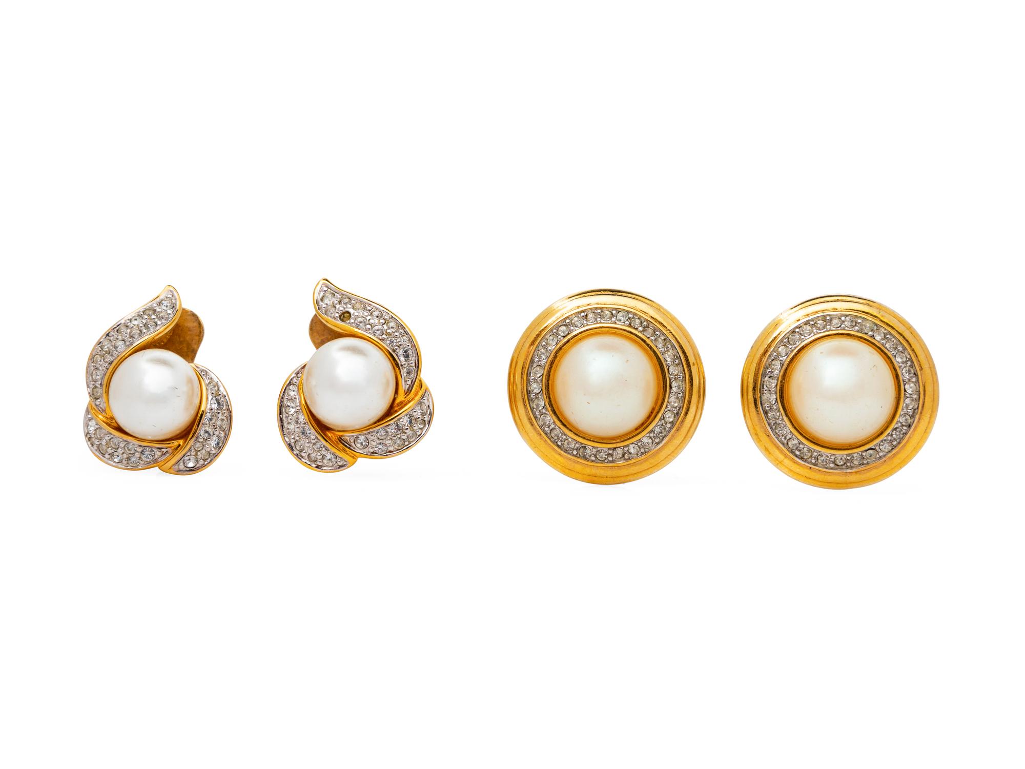 Two Pairs of Faux Pearl Earclips, 1980-90s