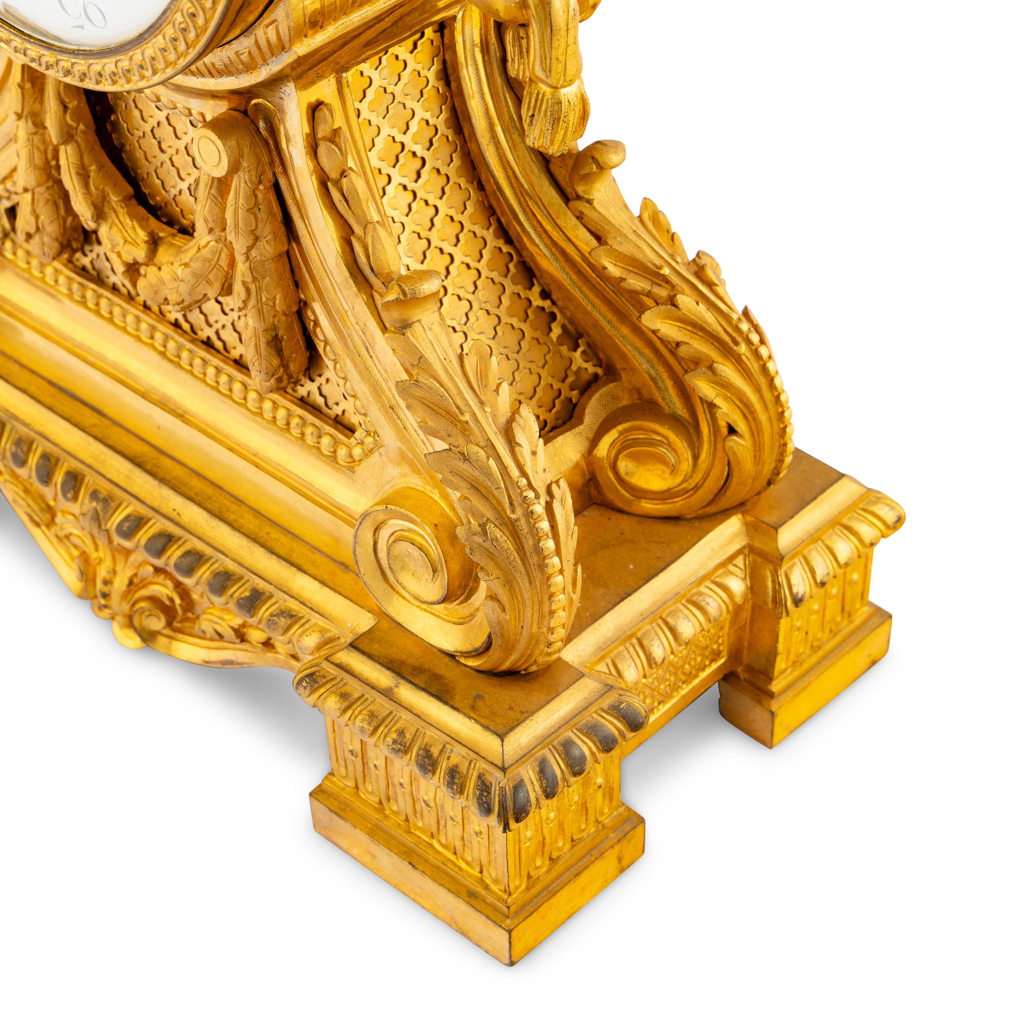 A French Neoclassical Gilt Bronze Mantel Clock